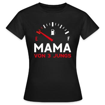 MAMA 3 JUNGEN DREI SÖHNE MUTTERTAG - Frauen T-Shirt - Schwarz - Vorne - AI Model Female 172 dark (172cm)