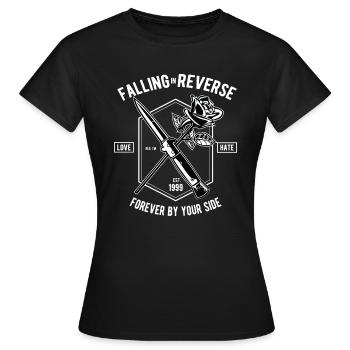 TOMBER INVERSE - amour-haine Design Chemise de relation - T-shirt Femme - noir - Devant - AI Model Female 172 dark (172cm)