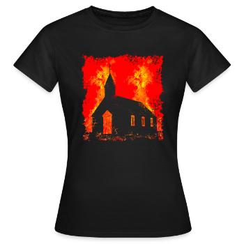 Église en feu - T-shirt Femme - noir - Devant - AI Model Female 172 dark (172cm)