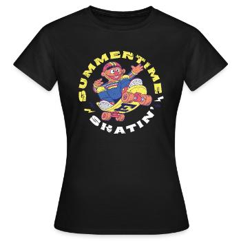 Sesame Street Design Ernie Temps D'Été Skatin' - T-shirt Femme - noir - Devant - AI Model Female 172 dark (172cm)