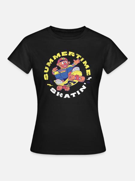 Sesame Street Design Ernie Zomer Tijd Skaten - Vrouwen T-shirt - zwart