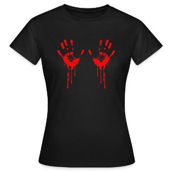 Blutige Handabdrücke Halloween - Frauen T-Shirt - Schwarz - Vorne - AI Model Female 172 dark (172cm)