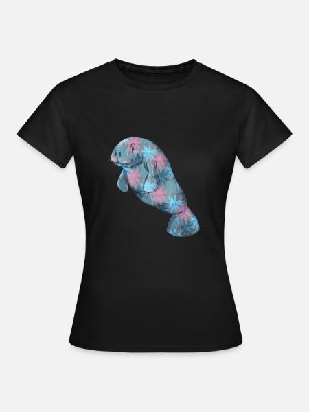 Lamantins Palmiers Colorés - T-shirt Femme - noir