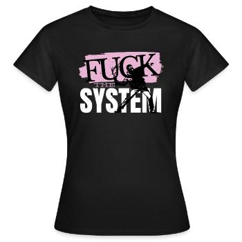 Fuck le système - T-shirt Femme - noir - Devant - AI Model Female 172 dark (172cm)
