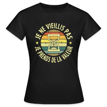 Anniversaire Je Ne Vieillis Pas - T-shirt Femme - noir - Devant - AI Model Female 172 dark (172cm)