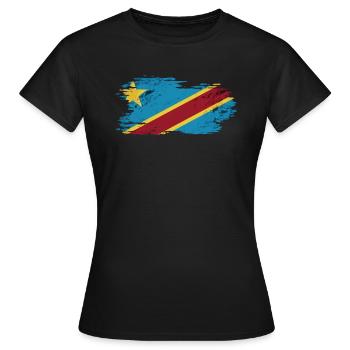 Kongo - Nationalfahne, Pinseleffekt - Frauen T-Shirt - Schwarz - Vorne - AI Model Female 172 dark (172cm)
