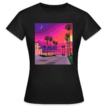 Sunrise Pixelart - Frauen T-Shirt - Schwarz - Vorne - AI Model Female 172 dark (172cm)