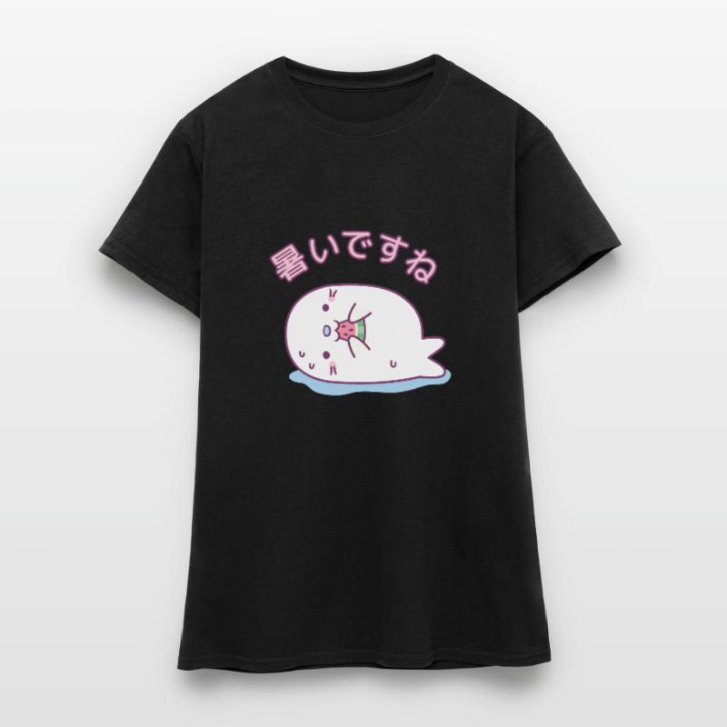Mignon phoque blanc mangeant de la pastèque, c’est chaud T-shirt Femme