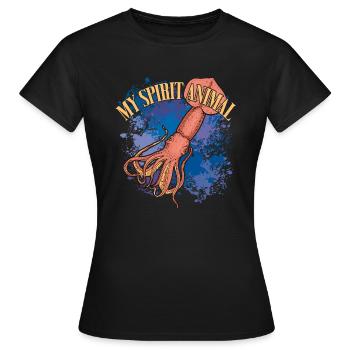 Calmar Calmar géant sur des éclaboussures colorées de couleur - T-shirt Femme - noir - Devant - AI Model Female 172 dark (172cm)