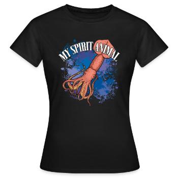 Calmar Calmar géant sur des éclaboussures colorées de couleur - T-shirt Femme - noir - Devant - AI Model Female 172 dark (172cm)