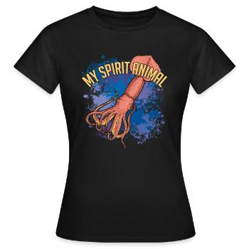 Squid giant squid on splashes of colour - Women's T-Shirt - black - Front - AI Model Female 172 dark (172cm)