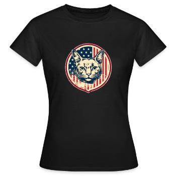 Chat vintage américain - T-shirt Femme - noir - Devant - AI Model Female 172 dark (172cm)