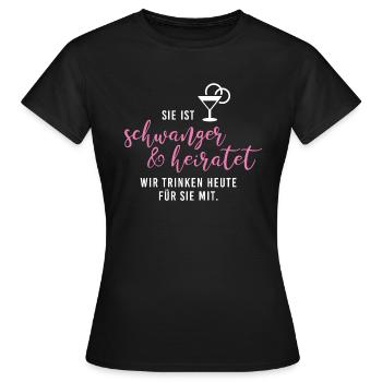 schwanger heiraten Braut Babybauch JGA Gruppe1 - Frauen T-Shirt - Schwarz - Vorne - AI Model Female 172 dark (172cm)