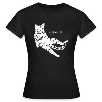 Drôle de chat chill out. - T-shirt Femme - noir - Devant - AI Model Female 172 dark (172cm)