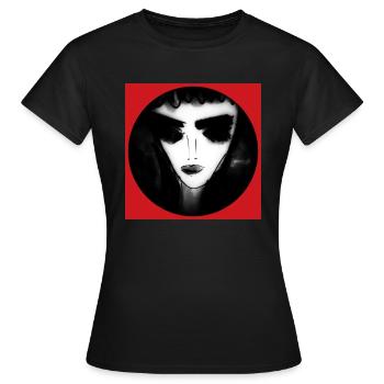 Frau in Schwarz-Weiß in Rot eingekreist - Frauen T-Shirt - Schwarz - Vorne - AI Model Female 172 dark (172cm)