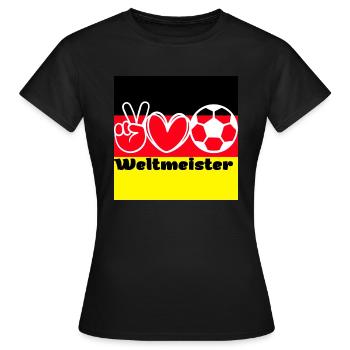 Weltmeister | WM | Fussball Shirt | Deutschland - Frauen T-Shirt - Schwarz - Vorne - AI Model Female 172 dark (172cm)