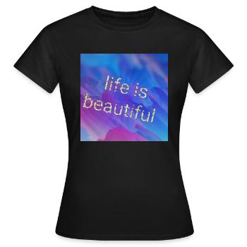 La vie est belle - T-shirt Femme - noir - Devant - AI Model Female 172 dark (172cm)