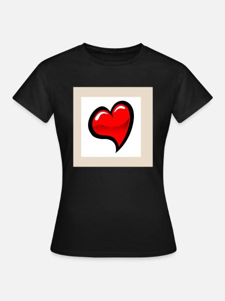 Herz sticker - Frauen T-Shirt - Schwarz
