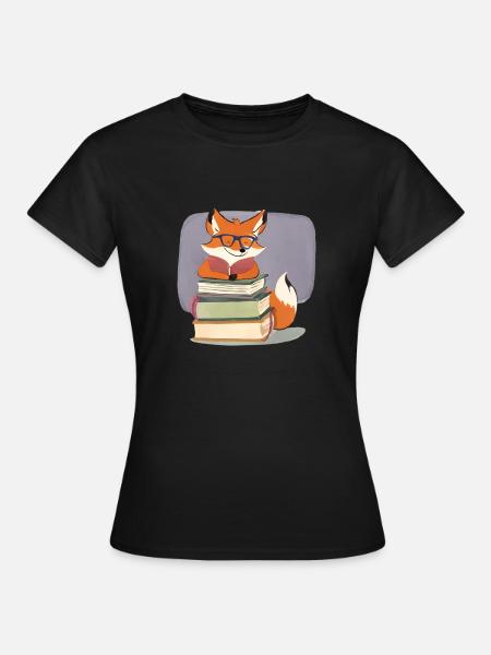 Schlauer Fuchs: Wissbegierig mit Büchern - Frauen T-Shirt - Schwarz