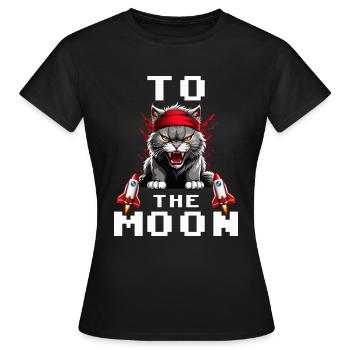 Kitty to the moon stock stock - Women's T-Shirt - black - Front - AI Model Female 172 dark (172cm)