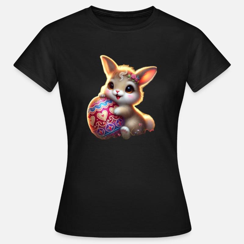 Easter bunny with egg - Women's T-Shirt - black