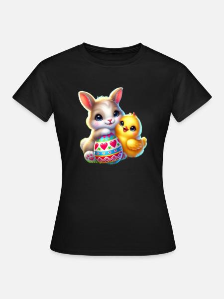 Ostern-Hase-Kücken-Ei - Frauen T-Shirt - Schwarz