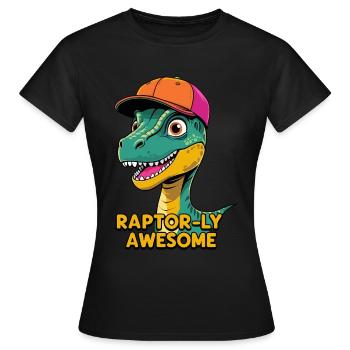 Raptor with Cap - Raptor-ly Awesome - Women's T-Shirt - black - Front - AI Model Female 172 dark (172cm)