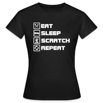 eat sleep scratch repeat DJ - Frauen T-Shirt - Schwarz - Vorne - AI Model Female 172 dark (172cm)