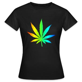 Marijuana Leaf Rainbow - Women's T-Shirt - black - Front - AI Model Female 172 dark (172cm)