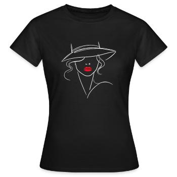 FEMME levres rouges chapeau - T-shirt Femme - noir - Devant - AI Model Female 172 dark (172cm)