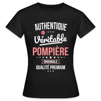 Authentique et véritable pompière - Originale - T-shirt Femme - noir - Devant - AI Model Female 172 dark (172cm)