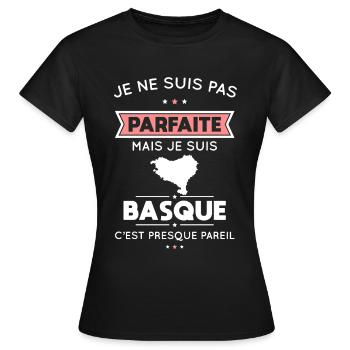 Je ne suis pas parfaite mais je suis Basque - T-shirt Femme - noir - Devant - AI Model Female 172 dark (172cm)