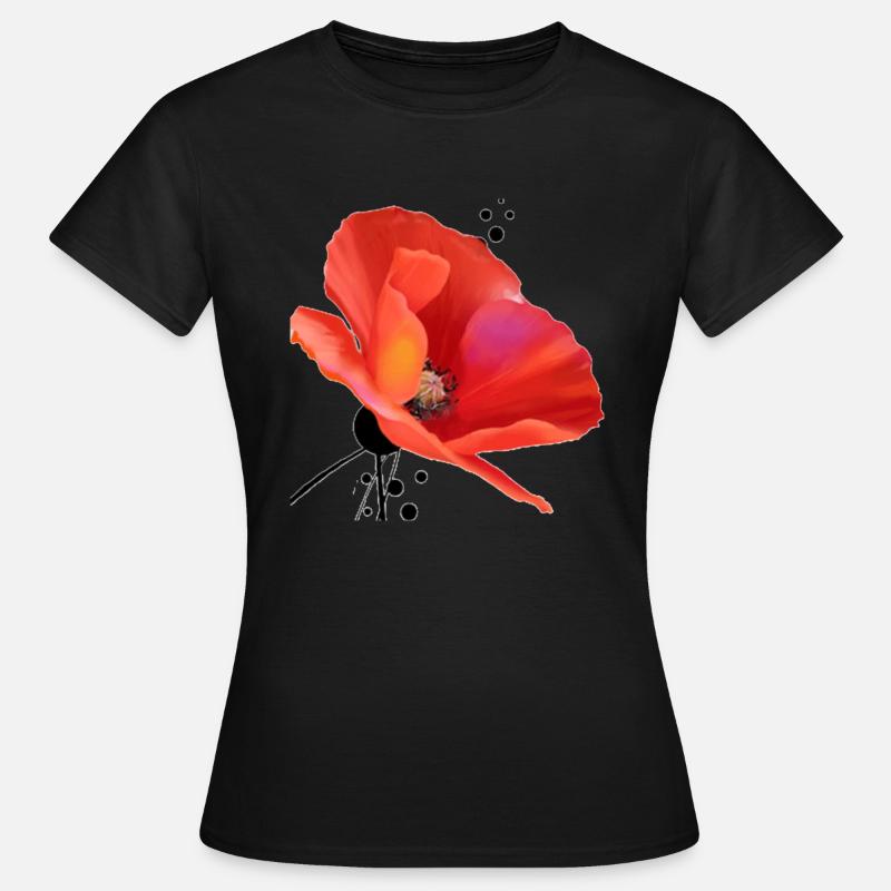Mohn - Frauen T-Shirt - Schwarz