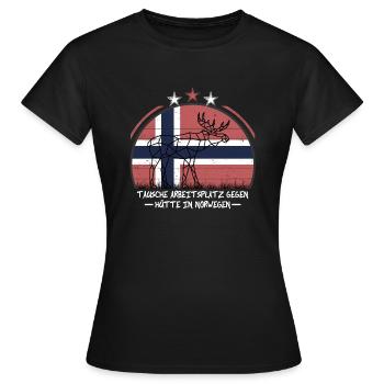 Hütte in Norwegen - Frauen T-Shirt - Schwarz - Vorne - AI Model Female 172 dark (172cm)