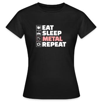 Eat sleep Heavy Metal repeat - Frauen T-Shirt - Schwarz - Vorne - AI Model Female 172 dark (172cm)