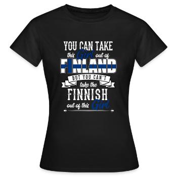 Finland - Women's T-Shirt - black - Front - AI Model Female 172 dark (172cm)