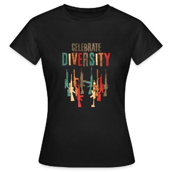 Celebrate Diversity - Different Guns - Vintage Gun - Women's T-Shirt - black - Front - AI Model Female 172 dark (172cm)