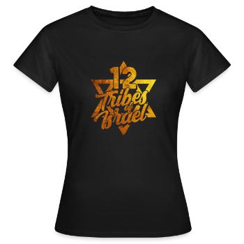 12 Twelve Tribes of Israel - Hebrew Design for an - Women's T-Shirt - black - Front - AI Model Female 172 dark (172cm)