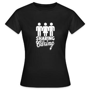 Adult Humor Sharing is Caring Swinger - Sarcastic - Women's T-Shirt - black - Front - AI Model Female 172 dark (172cm)