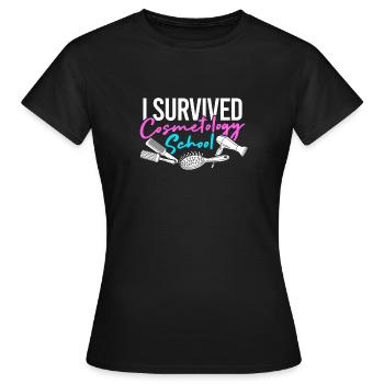 J’ai survécu à l’école de cosmétologie - équipements de salon - T-shirt Femme - noir - Devant - AI Model Female 172 dark (172cm)