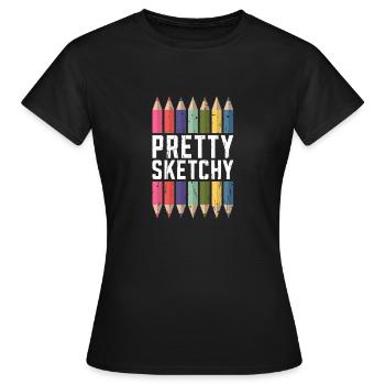 Pretty Sketchy Fun Art - crayons - T-shirt Femme - noir - Devant - AI Model Female 172 dark (172cm)