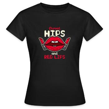 Hanches courbes et lèvres rouges - beauté - T-shirt Femme - noir - Devant - AI Model Female 172 dark (172cm)