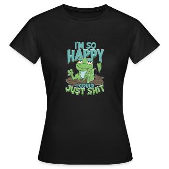 Je suis si heureux que je pourrais juste chier - charmant - T-shirt Femme - noir - Devant - AI Model Female 172 dark (172cm)