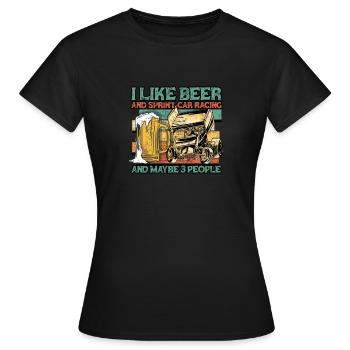 J’aime la bière et les courses de voitures de sprint et peut-être 3 - T-shirt Femme - noir - Devant - AI Model Female 172 dark (172cm)