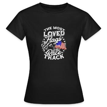 Die beliebtesten Flaggen an der Rennstrecke - Schmutz - Frauen T-Shirt - Schwarz - Vorne - AI Model Female 172 dark (172cm)