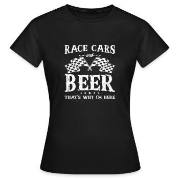 Voitures de course et bière, c’est pourquoi je suis ici - la course - T-shirt Femme - noir - Devant - AI Model Female 172 dark (172cm)