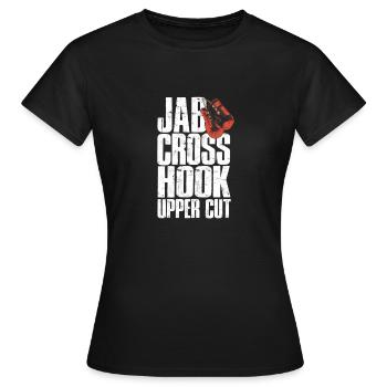 Jab Cross Hook Uppercut - Boxerhund - Frauen T-Shirt - Schwarz - Vorne - AI Model Female 172 dark (172cm)