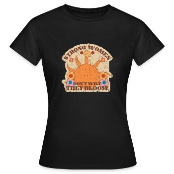 Les femmes fortes ne se flétrissent pas Elles fleurissent - lumière du soleil - T-shirt Femme - noir - Devant - AI Model Female 172 dark (172cm)