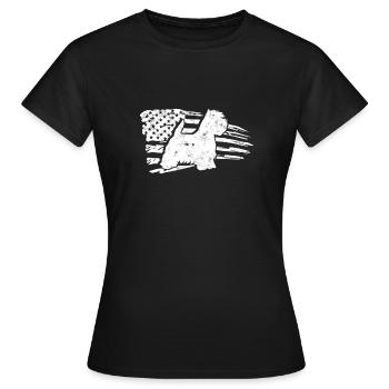 Silhoutte de west highland terrier avec américain - T-shirt Femme - noir - Devant - AI Model Female 172 dark (172cm)