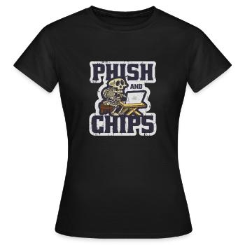 Phish and Chips - decryption - Women's T-Shirt - black - Front - AI Model Female 172 dark (172cm)